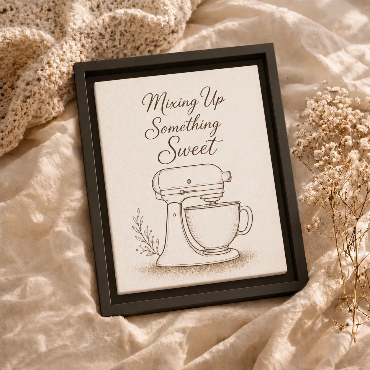 Mixing Up Something Sweet | Framed Kitchen Wall Art Canvas