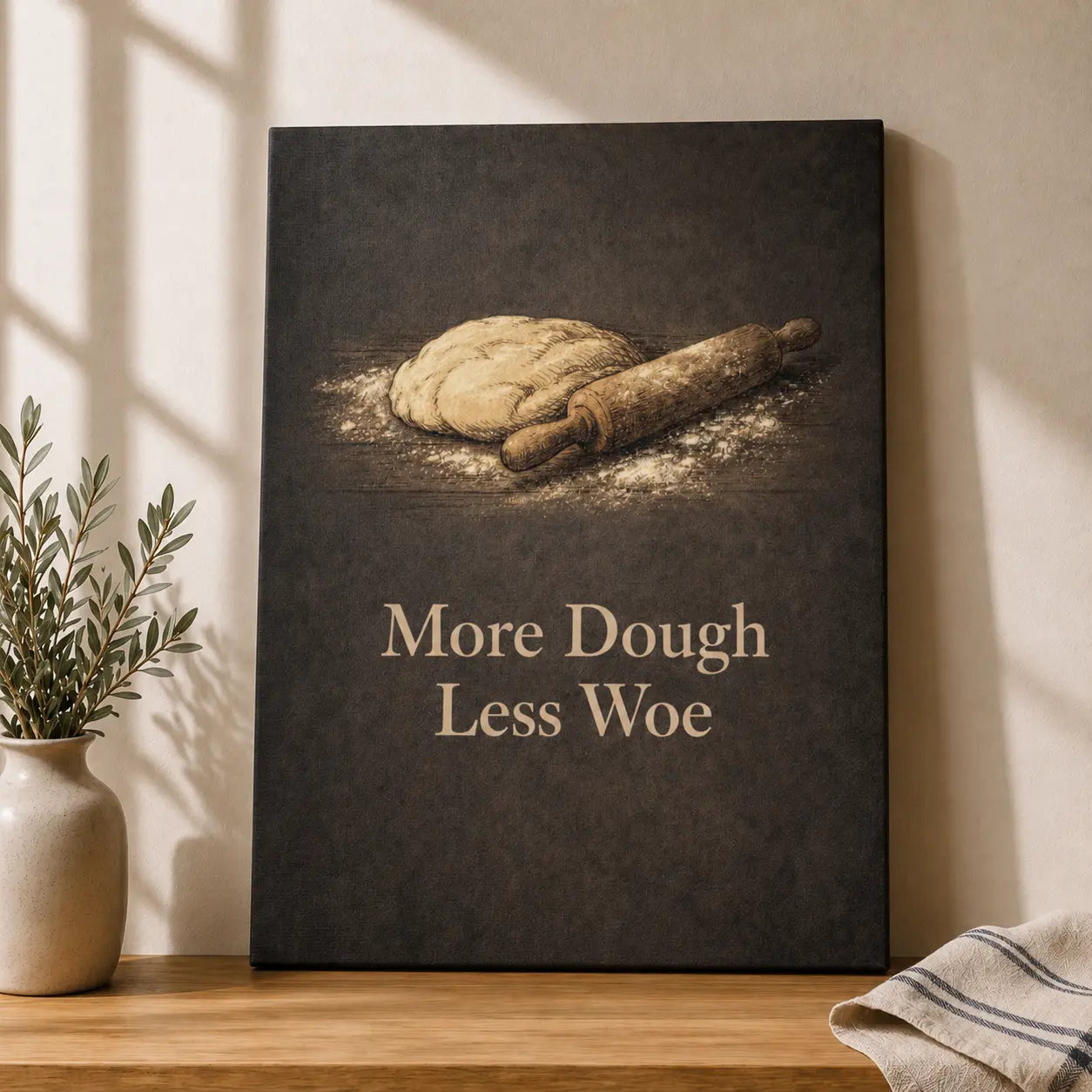 More Dough Less Woe | Kitchen Wall Art Canvas