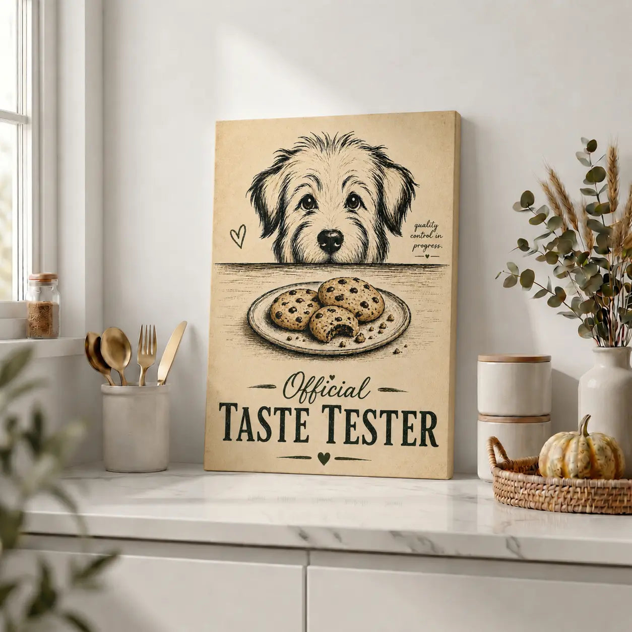 Dog Taste Tester | Kitchen Wall Art Canvas