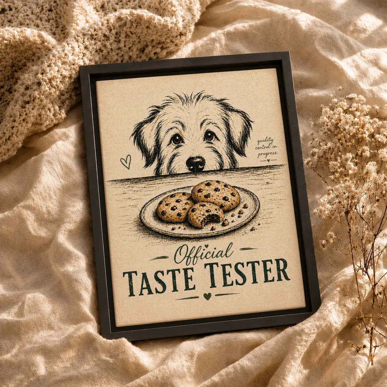 Dog Taste Tester | Framed Kitchen Wall Art Canvas