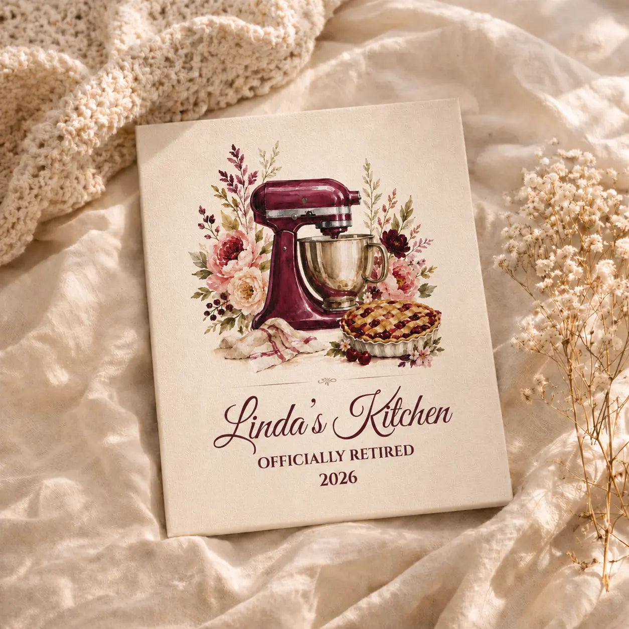 Officially Retired | Personalized Kitchen Name Wall Art