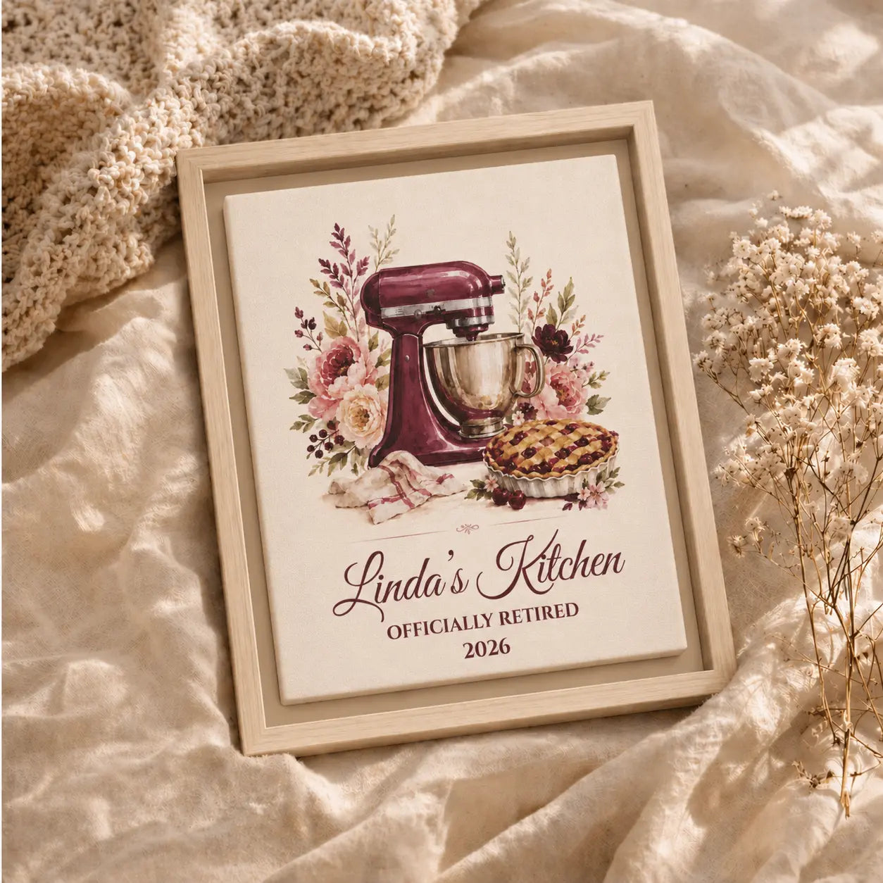 Officially Retired | Framed Personalized Kitchen Name Wall Art