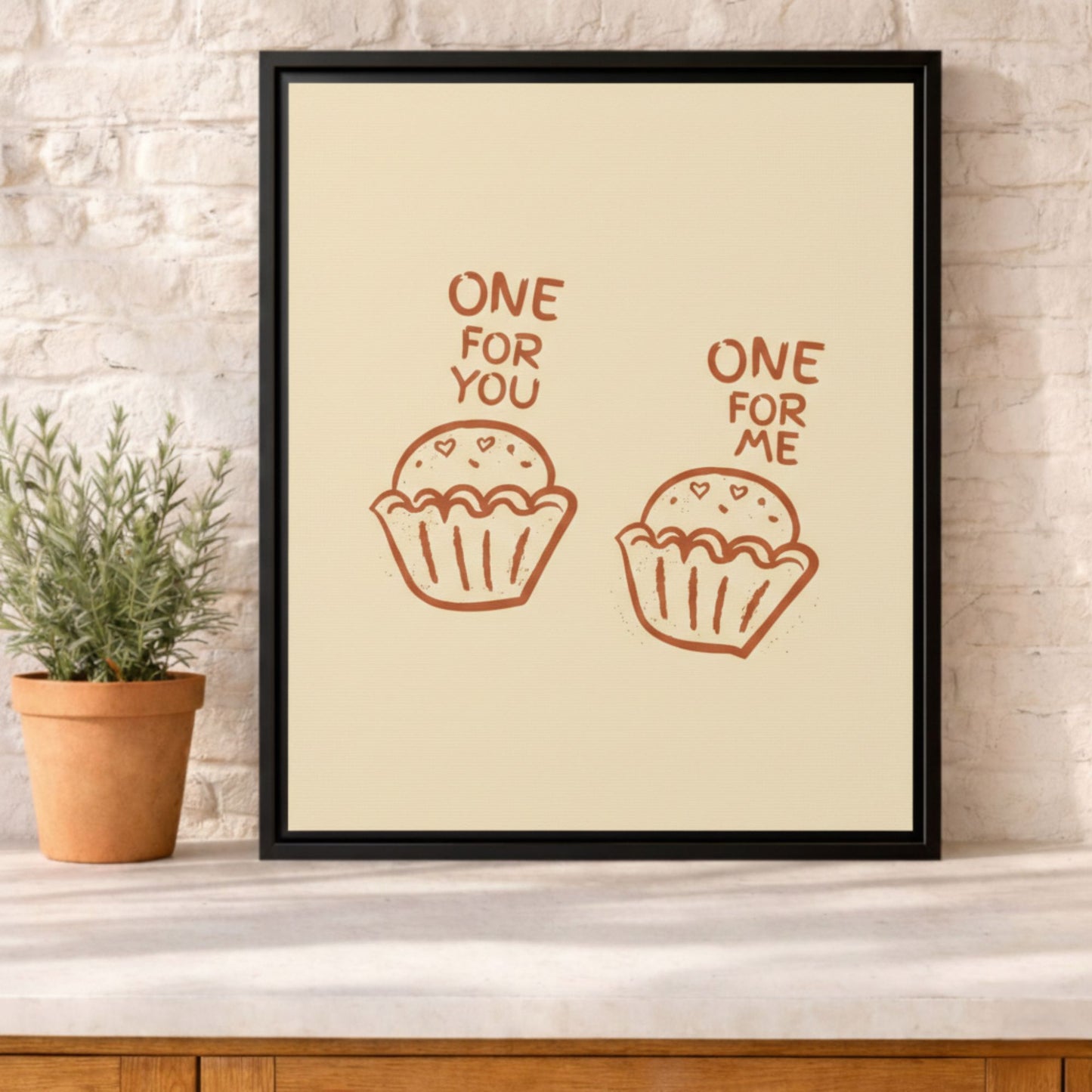 One for You One for Me Framed Kitchen Canvas Wall Art
