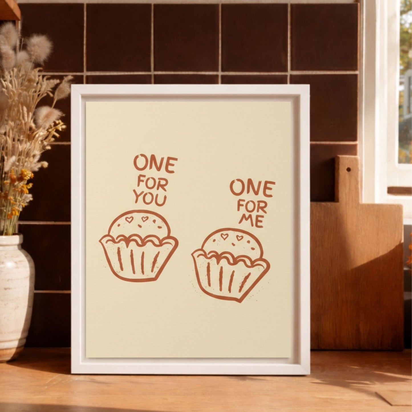 One for You One for Me Framed Kitchen Canvas Wall Art