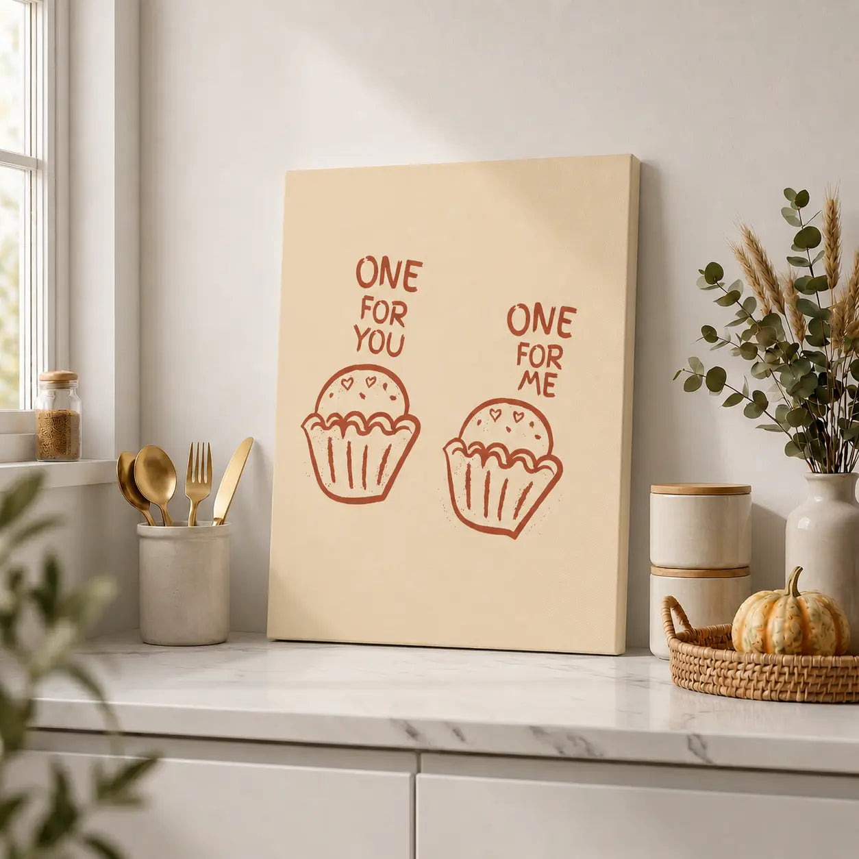 One for You One for Me | Kitchen Wall Art Canvas