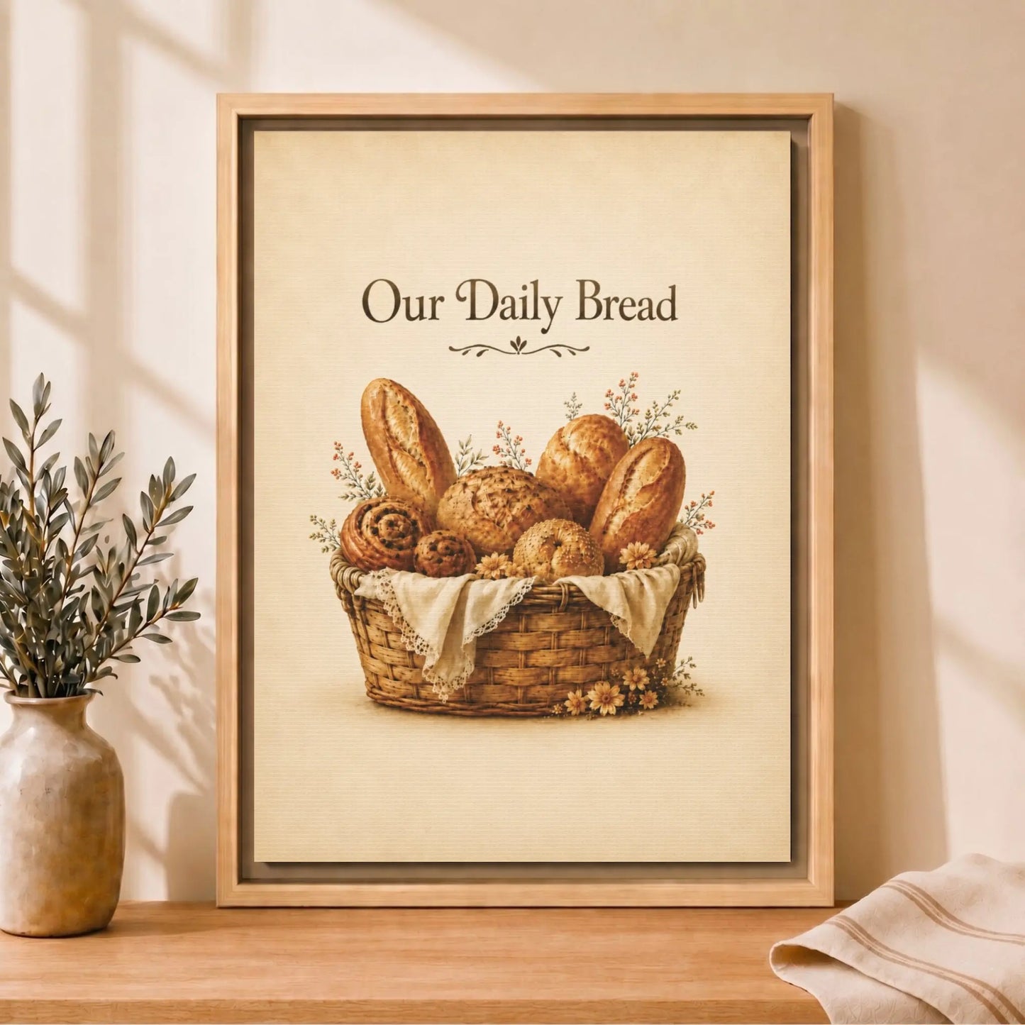Our Daily Bread | Framed Kitchen Wall Art Canvas