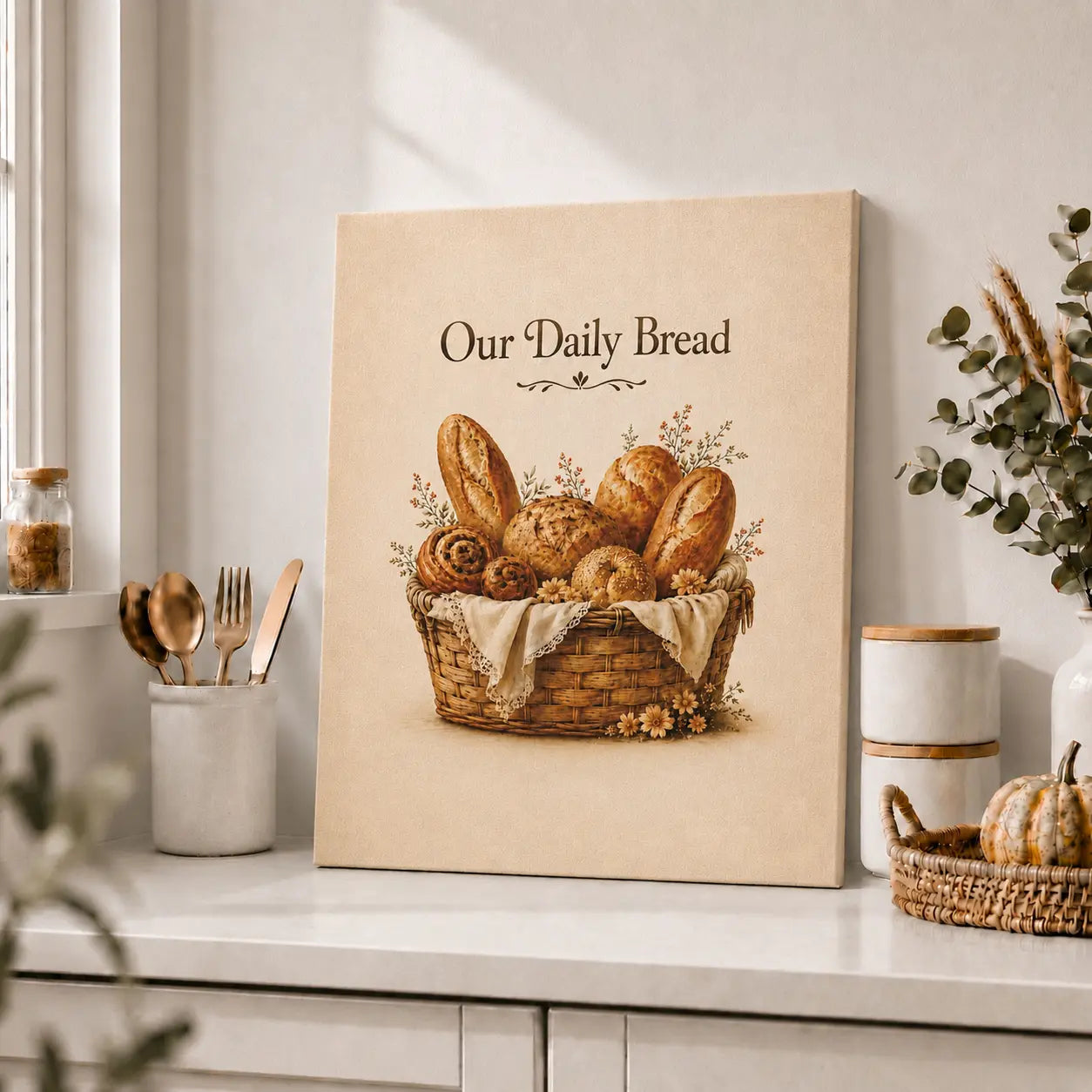 Our Daily Bread | Kitchen Wall Art Canvas