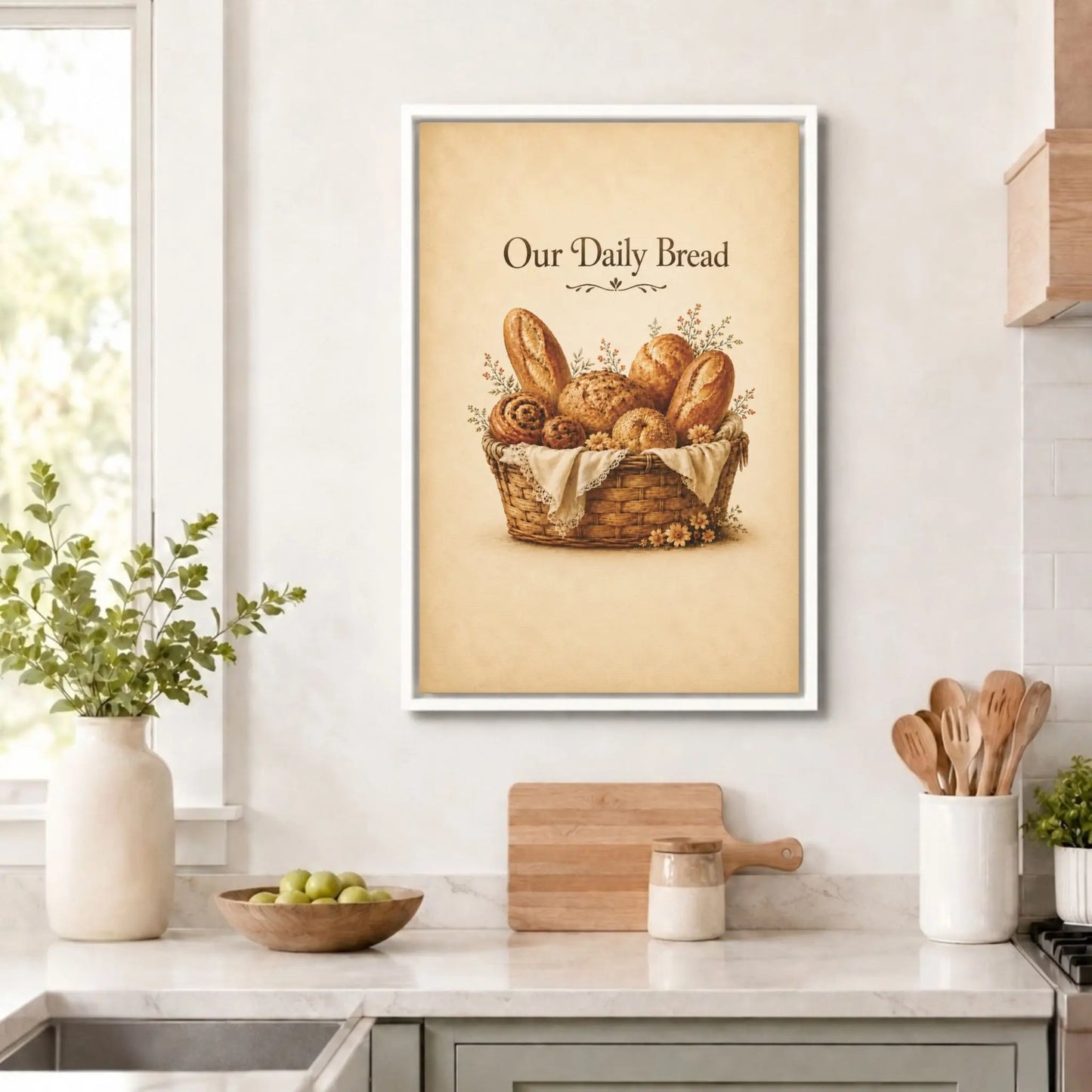 Our Daily Bread | Framed Kitchen Wall Art Canvas
