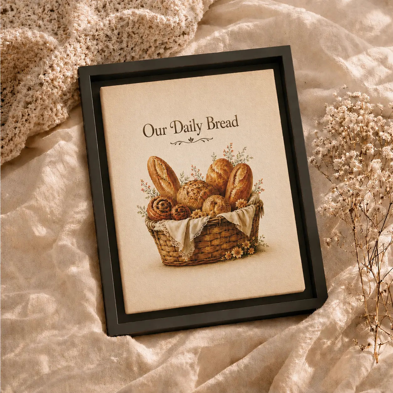 Our Daily Bread | Framed Kitchen Wall Art Canvas