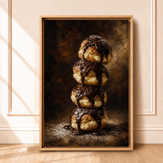 Framed Chocolate Profiterole Bakery Wall Art Canvas