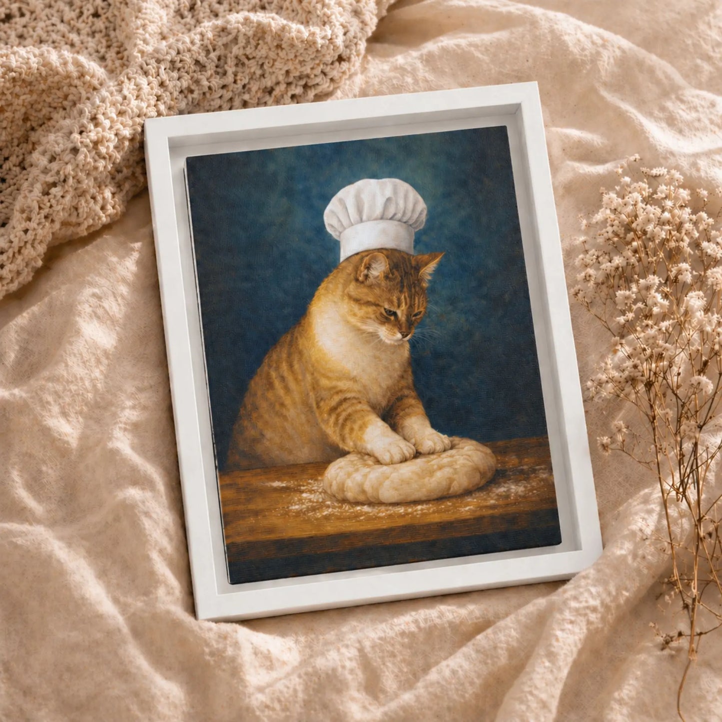 Patient Little Baker | Framed Kitchen Wall Art Canvas
