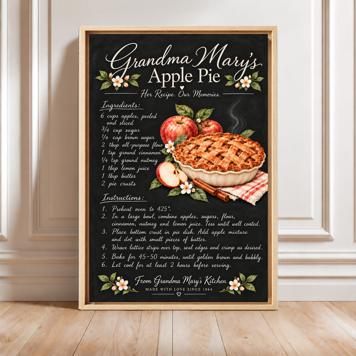 Framed Personalized Wall Art | Blackboard Style Handwriting Keepsake