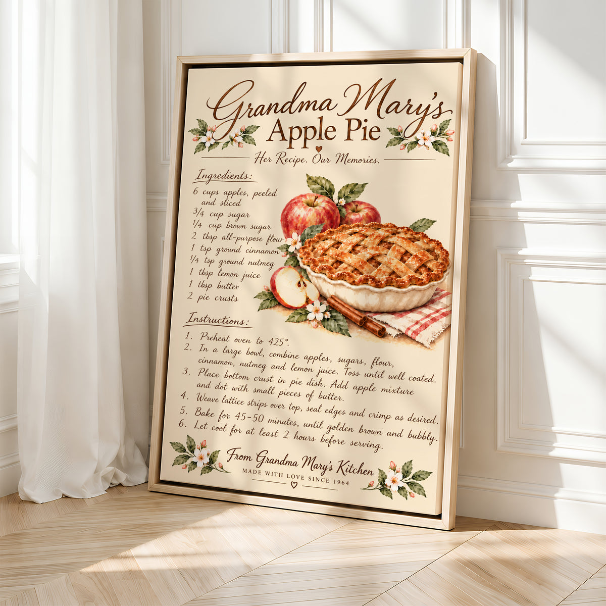 Framed Personalized Wall Art Canvas | Handwritten Recipe Gifts