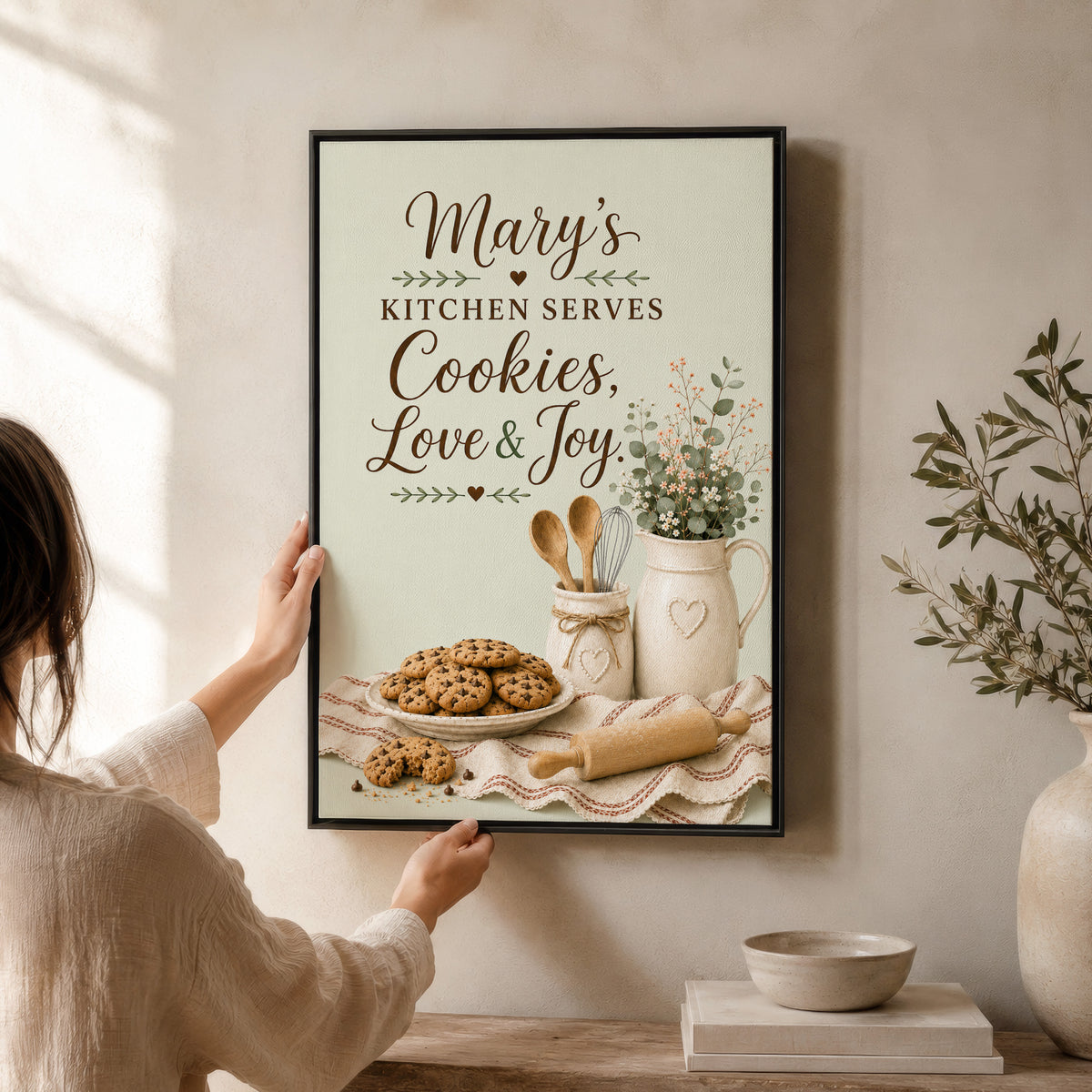 Personalized Wall Art | Framed Cookies, Love & Joy Kitchen Canvas