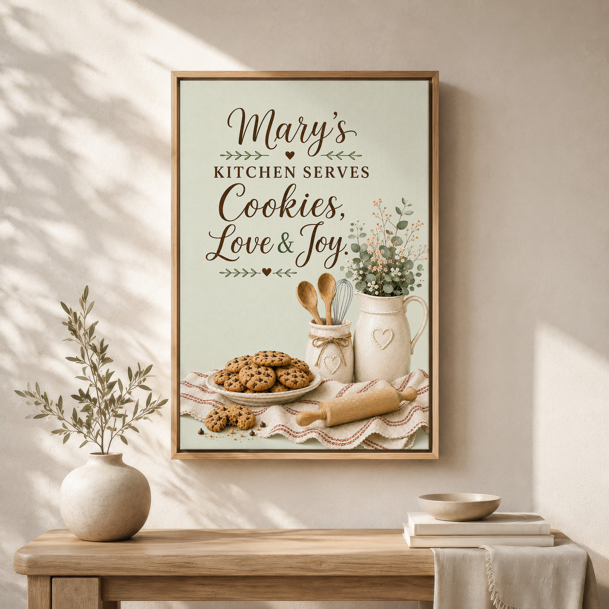 Personalized Wall Art | Framed Cookies, Love & Joy Kitchen Canvas