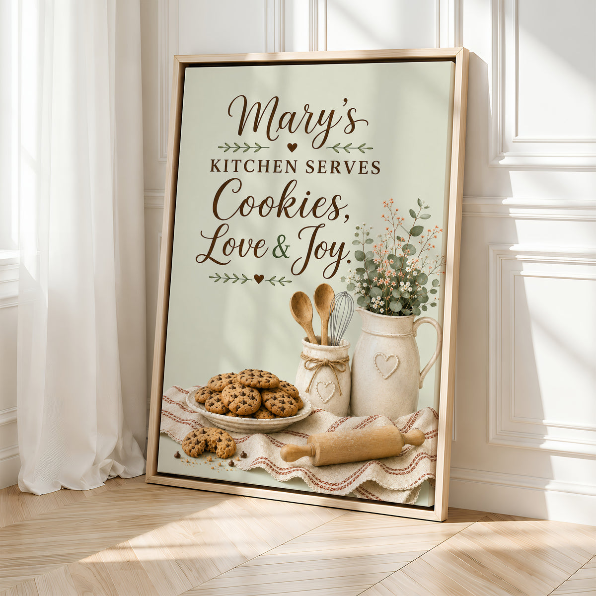 Personalized Wall Art | Framed Cookies, Love & Joy Kitchen Canvas