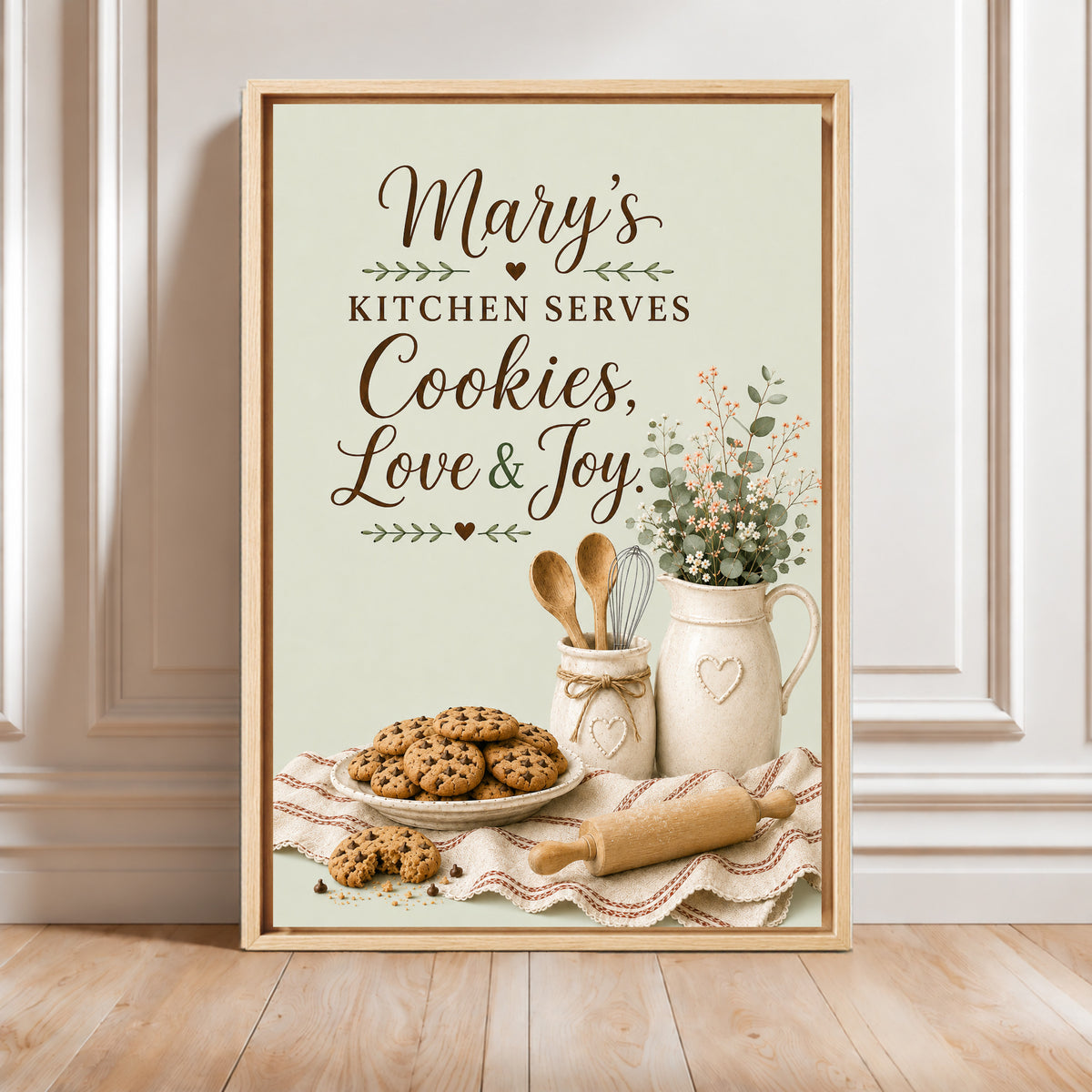 Personalized Wall Art | Framed Cookies, Love & Joy Kitchen Canvas
