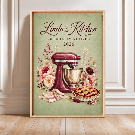 Personalized Wall Art | Framed Retirement Kitchen Canvas