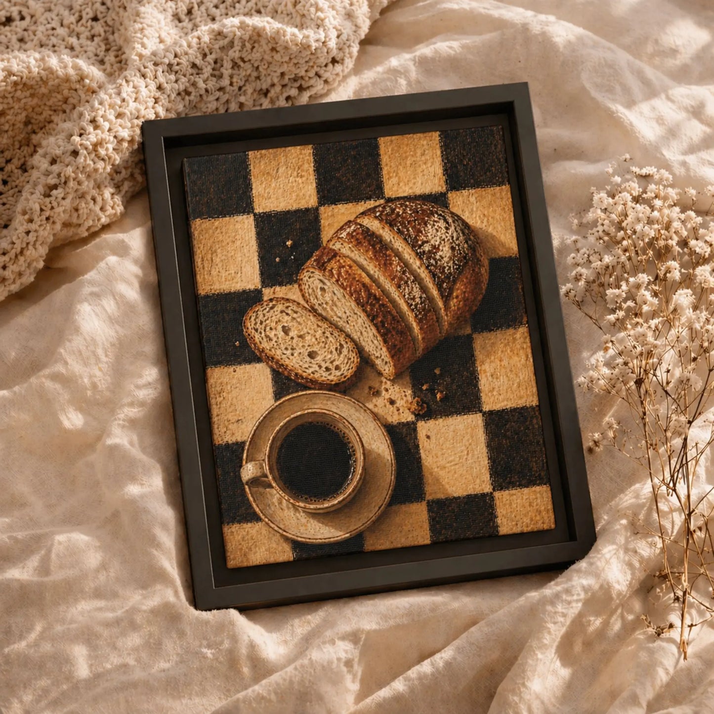 Bread & Morning Coffee | Framed Kitchen Wall Art Canvas
