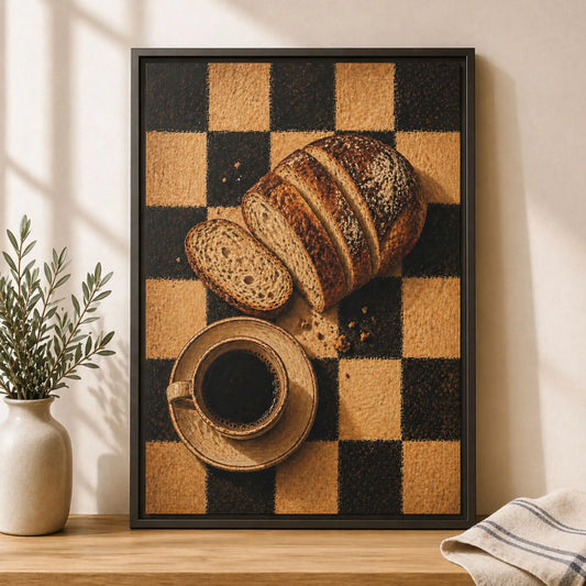 Bread & Morning Coffee | Framed Kitchen Wall Art Canvas
