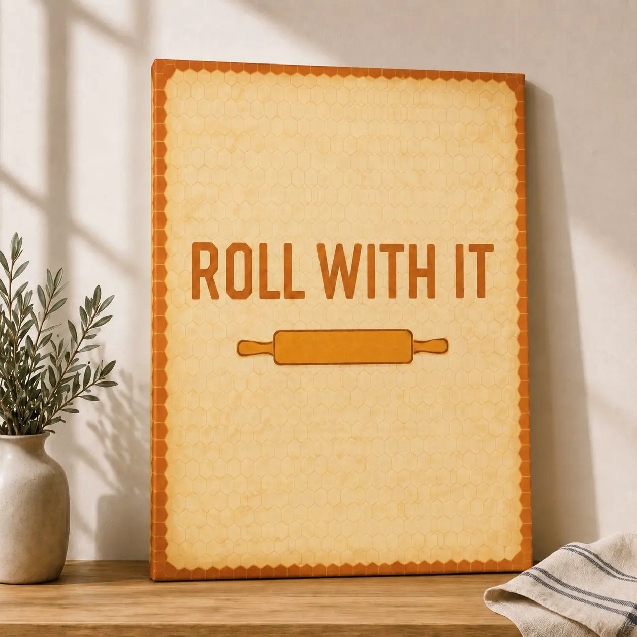 Roll With It | Motivational Kitchen Wall Art Canvas