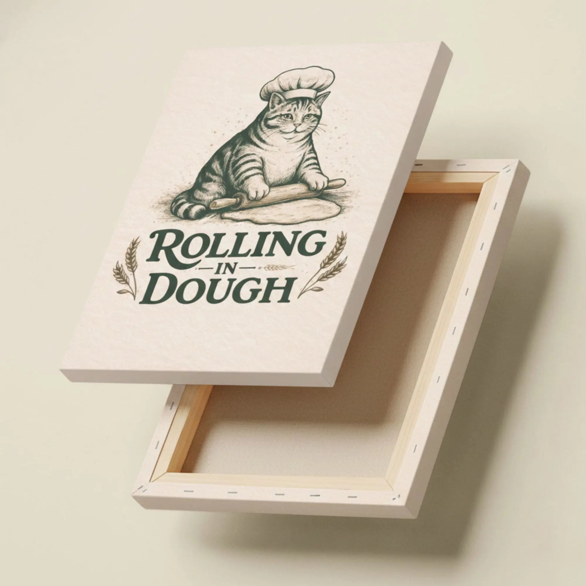 Rolling in Dough | Cat Kitchen Wall Art Canvas