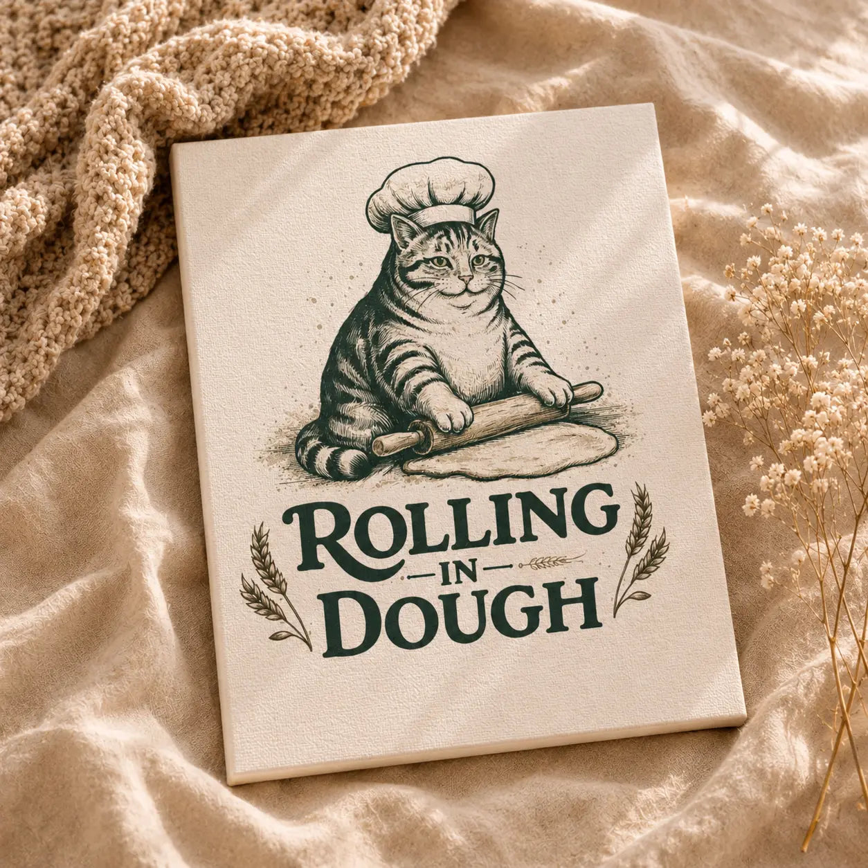 Rolling in Dough | Cat Kitchen Wall Art Canvas