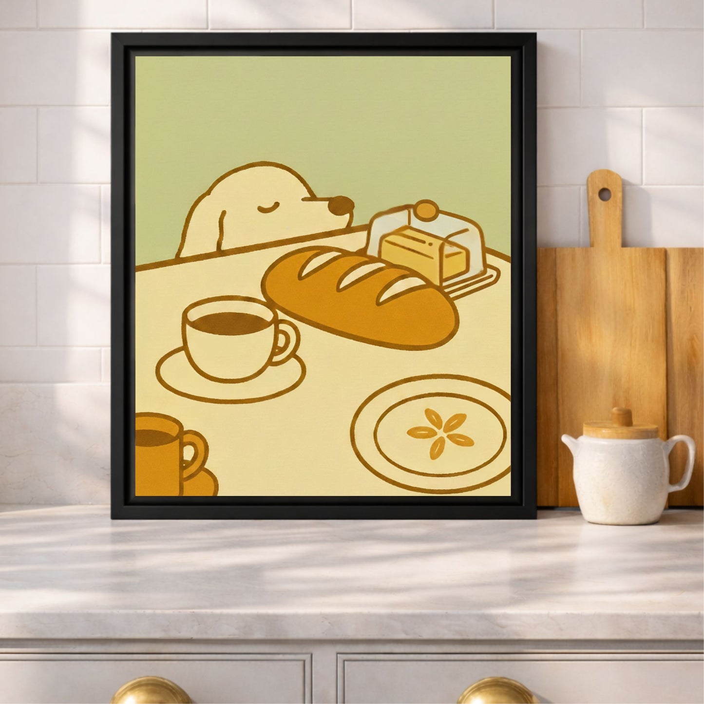 Slow Mornings Start Here Framed Kitchen Canvas