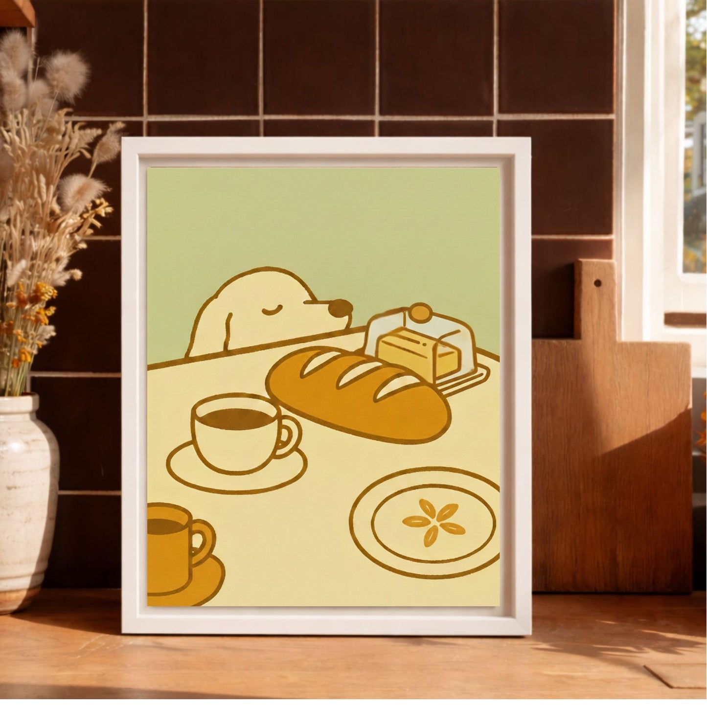 Slow Mornings Start Here Framed Kitchen Canvas