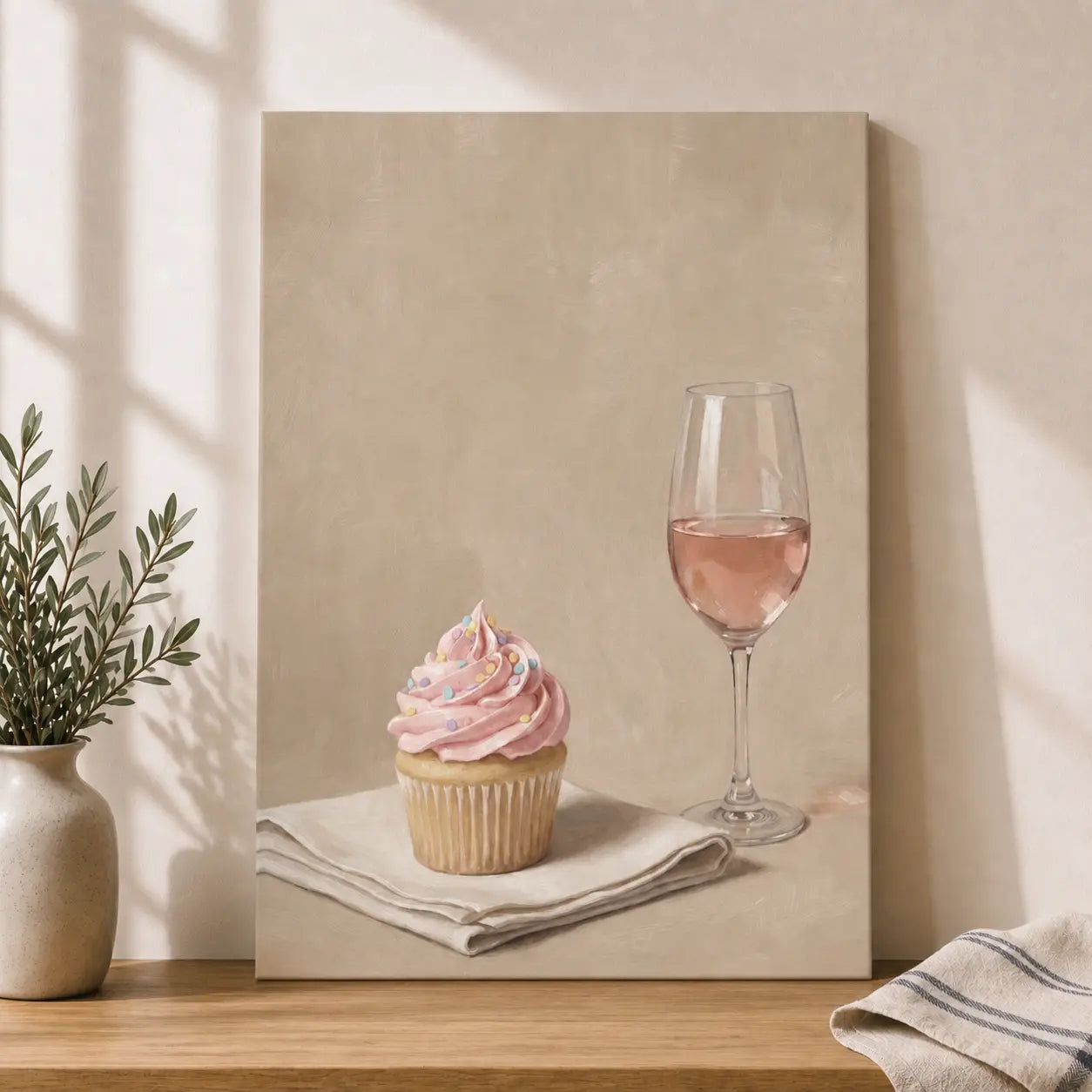 Soft Frosting, Slow Sips | Kitchen Wall Art Canvas