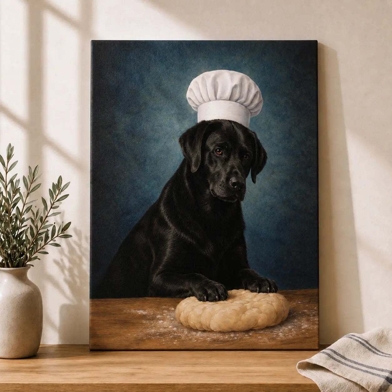 Black Labrador Baker | Kitchen Wall Art Canvas