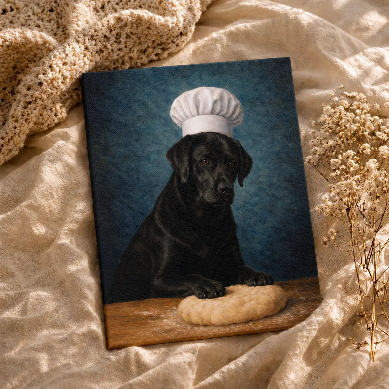 Black Labrador Baker | Kitchen Wall Art Canvas