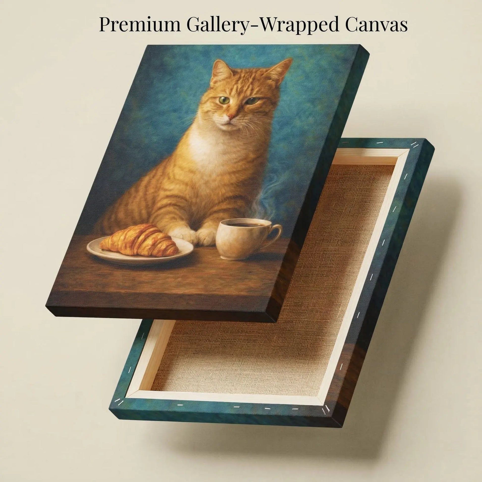 Croissant-Loving Tabby | Kitchen Wall Art Canvas