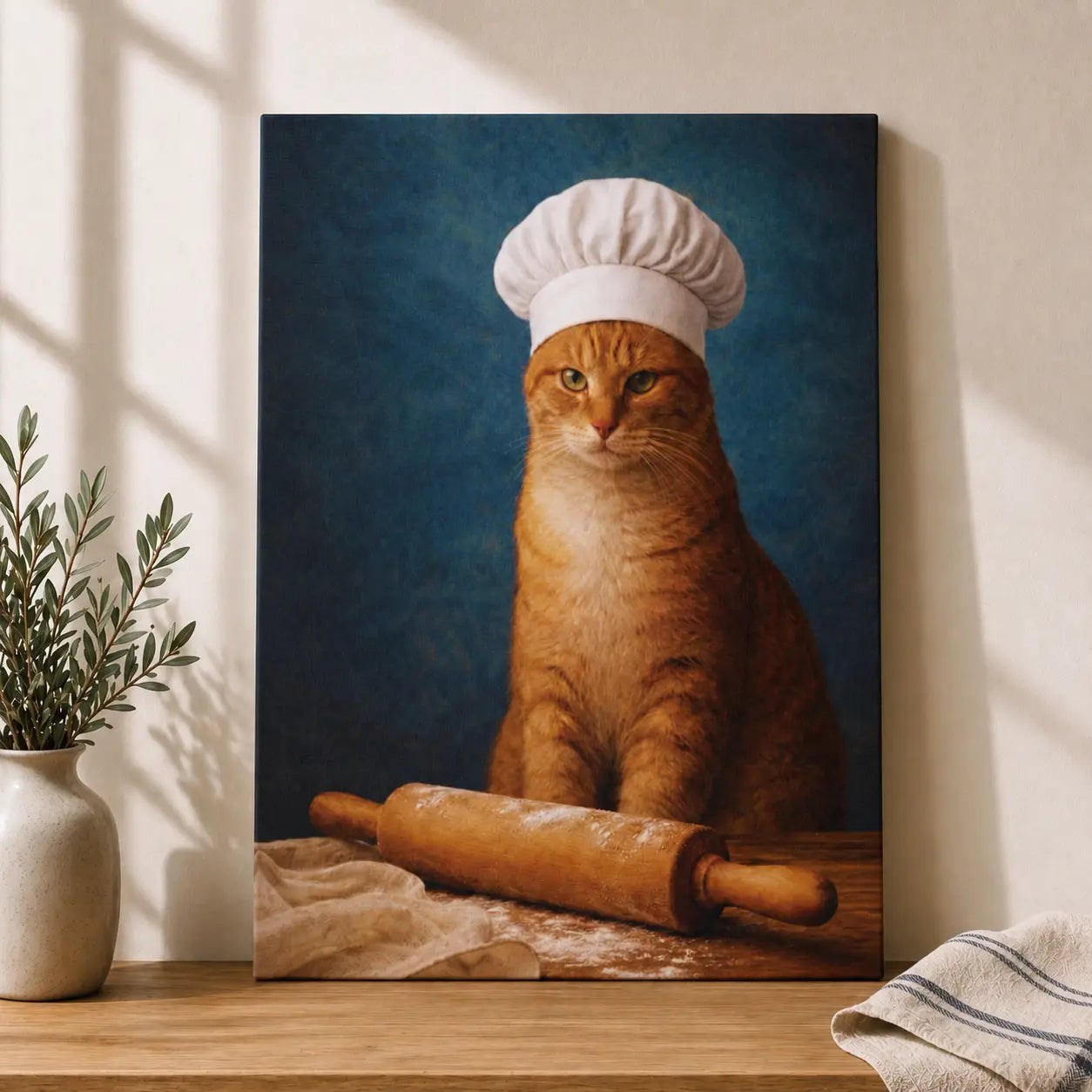 Ginger Cat Baker | Kitchen Wall Art Canvas