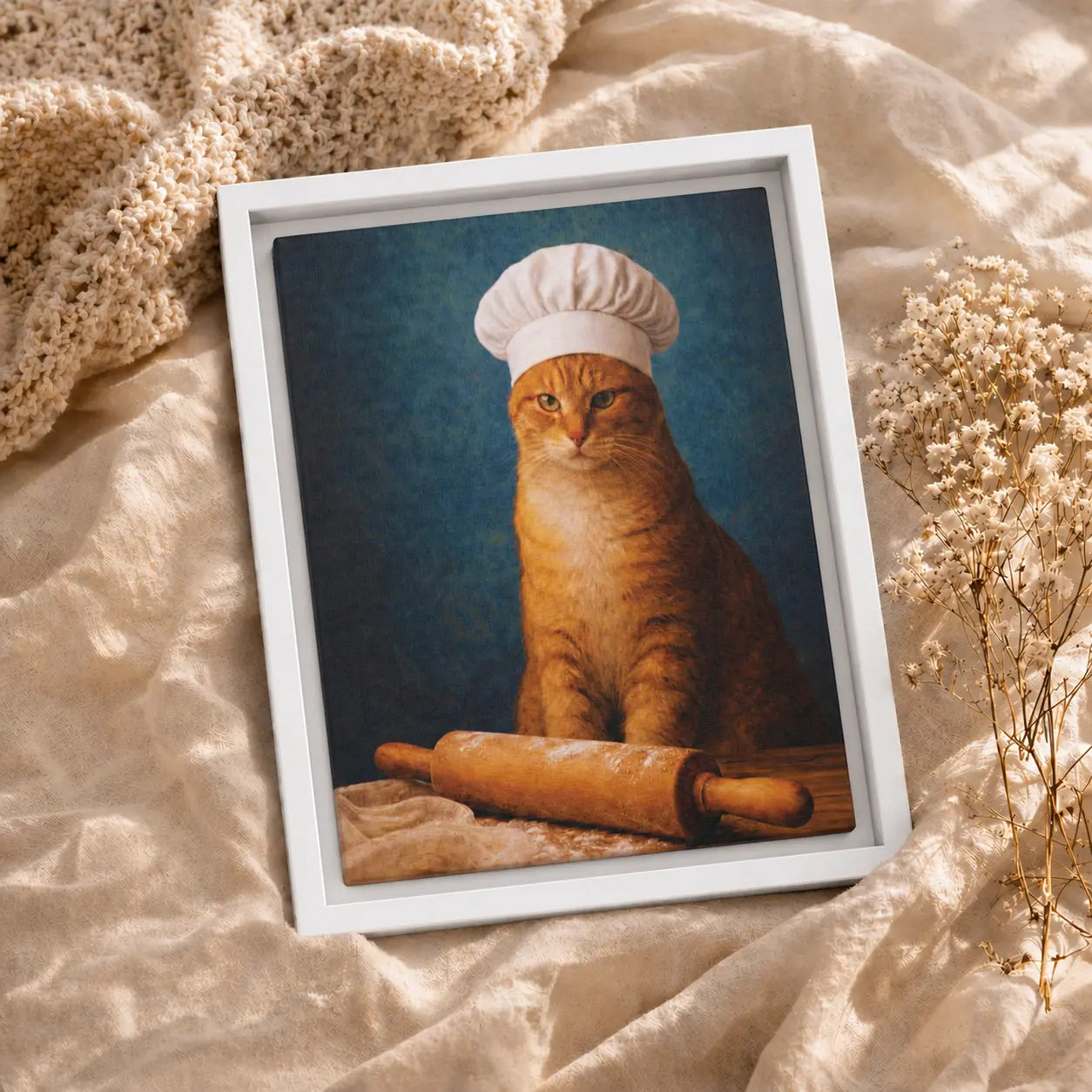 Ginger Cat Baker | Framed Kitchen Wall Art Canvas
