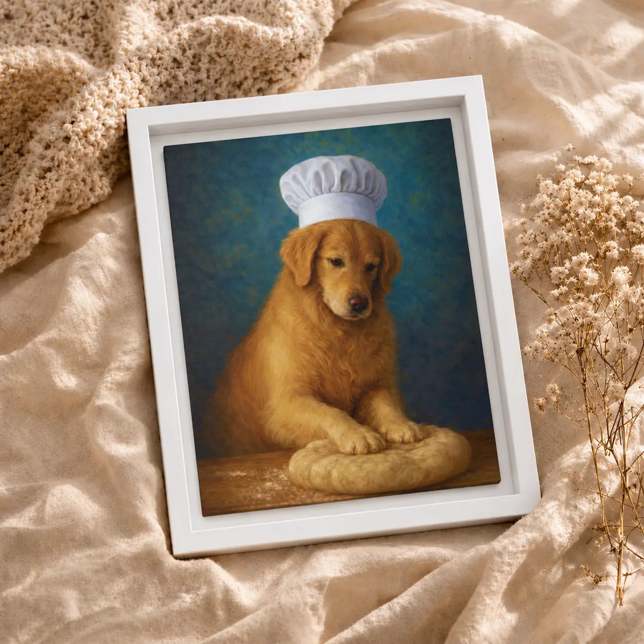 Golden Baker | Framed Kitchen Wall Art Canvas
