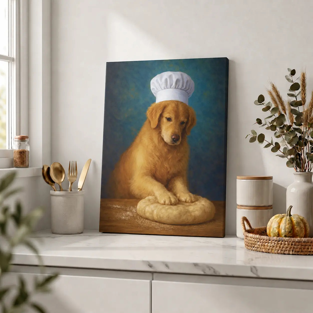 Golden Baker | Kitchen Wall Art Canvas