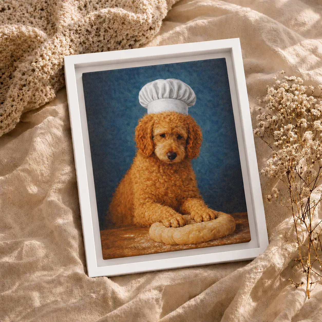Goldendoodle Baker | Framed Kitchen Wall Art Canvas