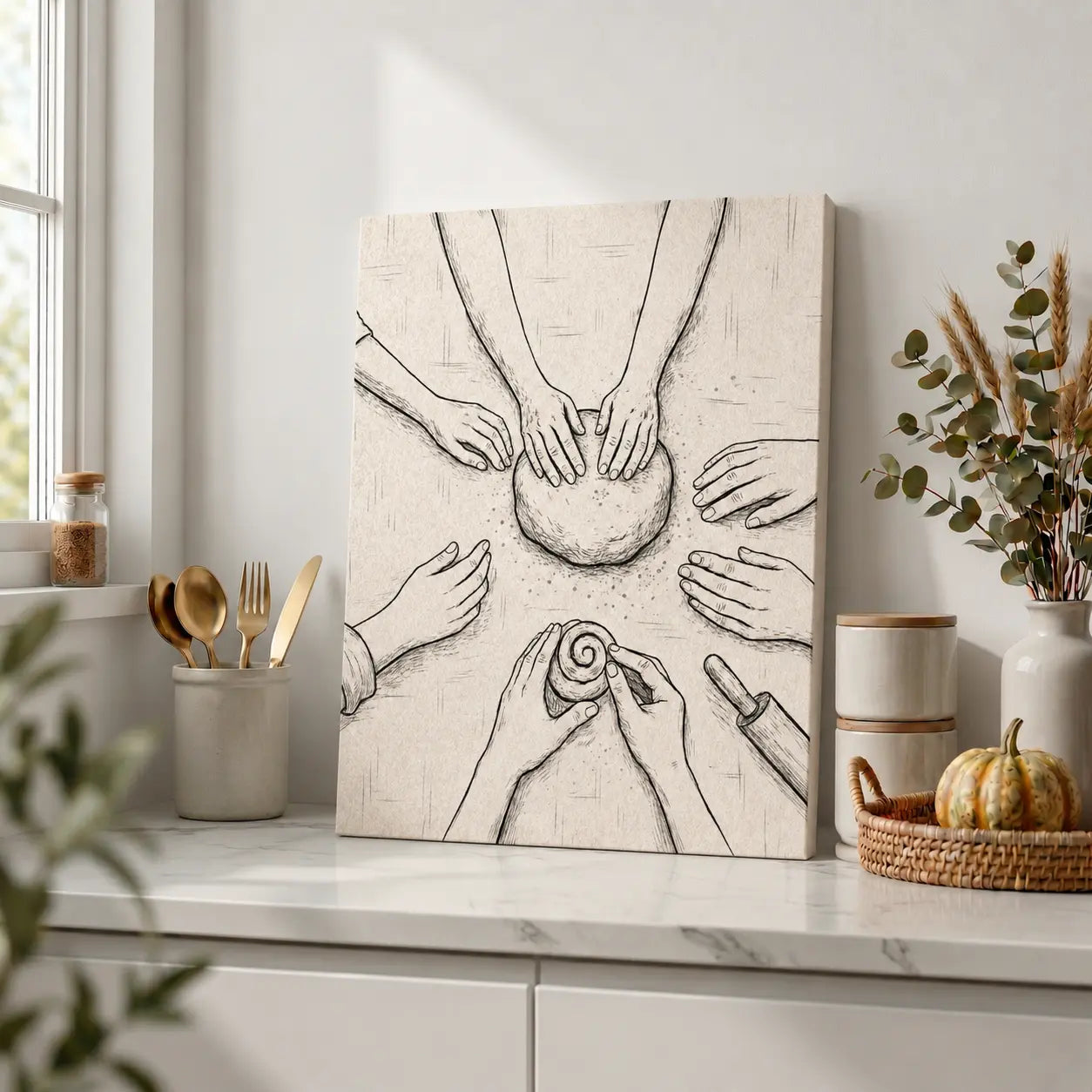 Home Bakers’ Circle | Modern Minimalist Kitchen Wall Art Canvas