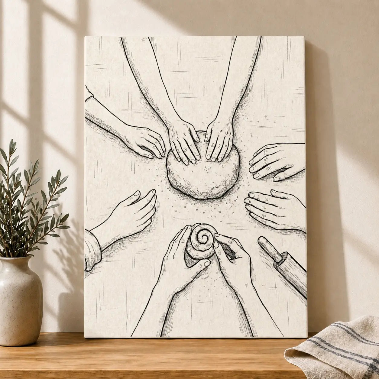 Home Bakers’ Circle | Modern Minimalist Kitchen Wall Art Canvas