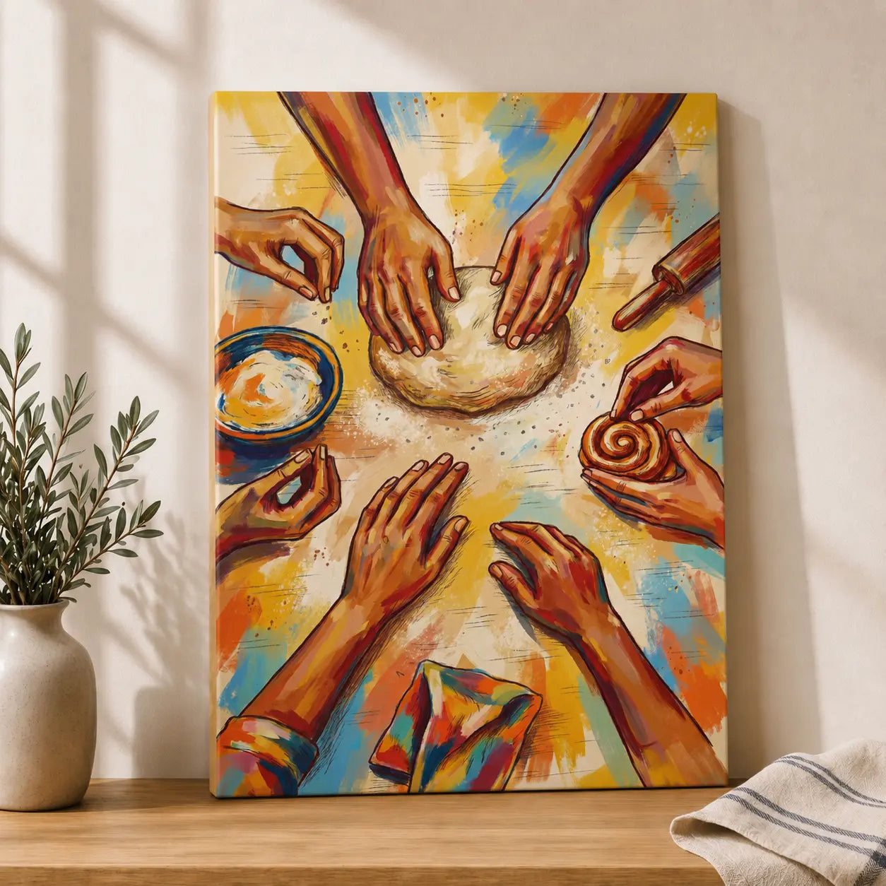 Home Bakers’ Circle | Colorful Kitchen Wall Art Canvas