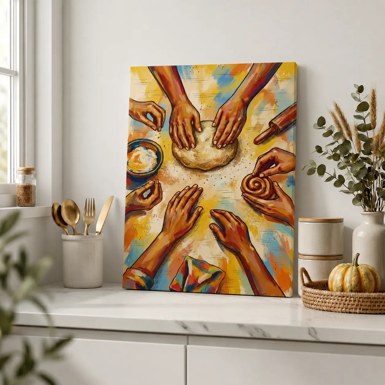 Home Bakers’ Circle | Colorful Kitchen Wall Art Canvas