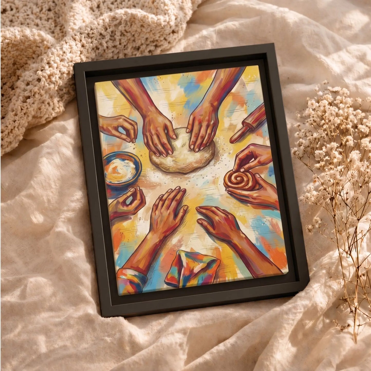 Home Bakers’ Circle | Framed Colorful Kitchen Wall Art Canvas