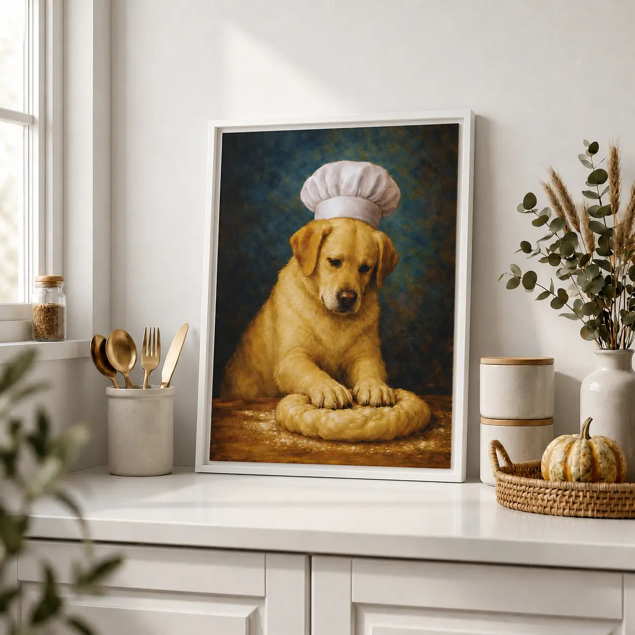 Labrador Baker | Framed Kitchen Wall Art Canvas