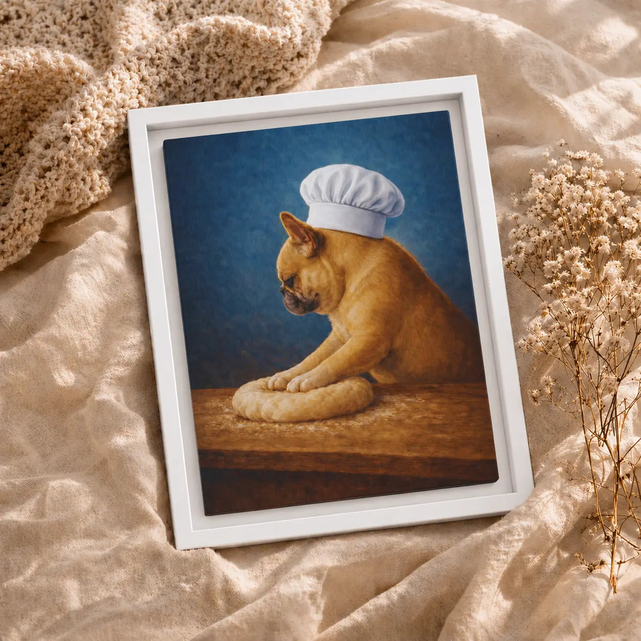 Little French Baker | Framed Kitchen Wall Art Canvas