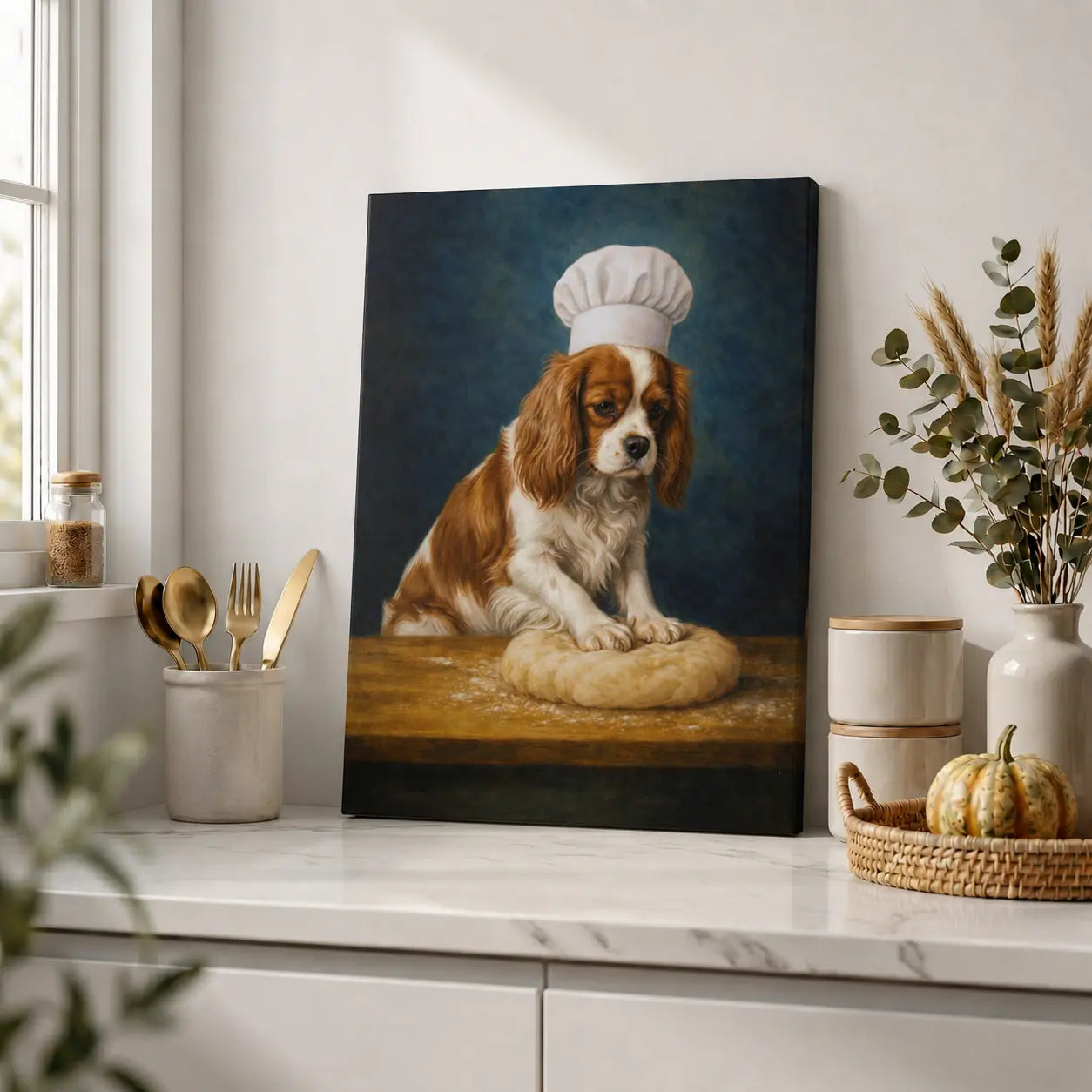 Little Spaniel Baker | Kitchen Wall Art Canvas