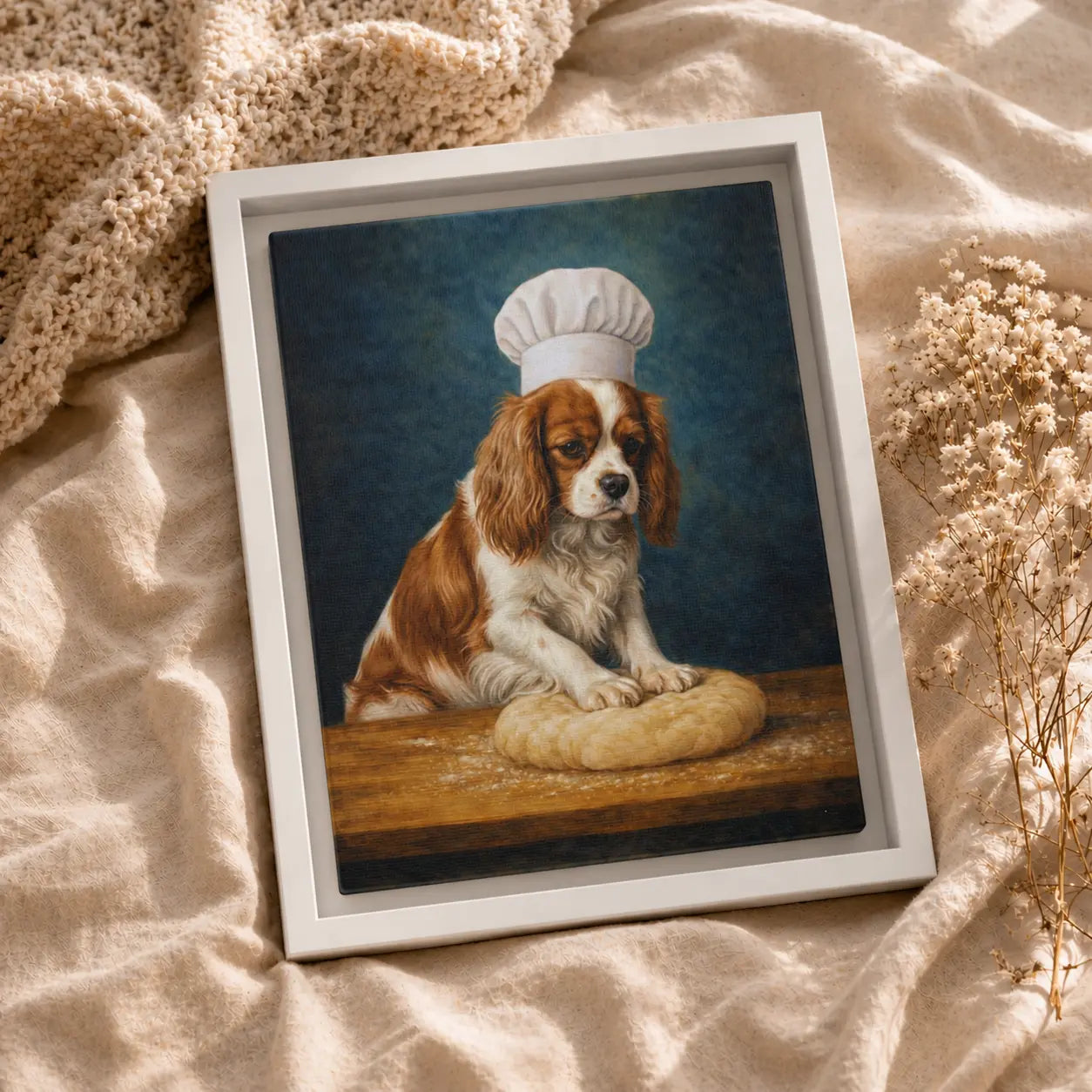 Little Spaniel Baker | Framed Kitchen Wall Art Canvas