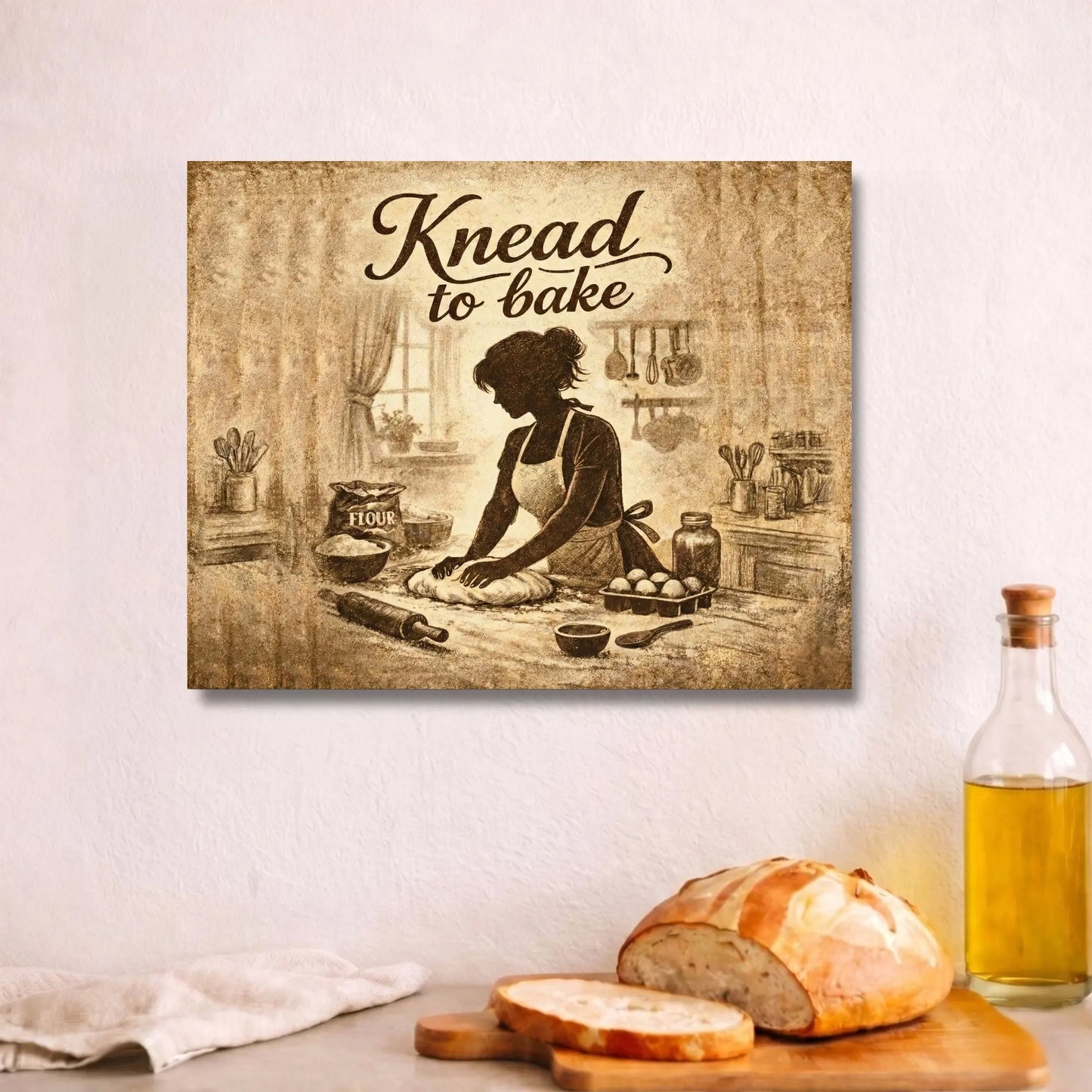 Knead To Bake | Kitchen Wall Art Canvas