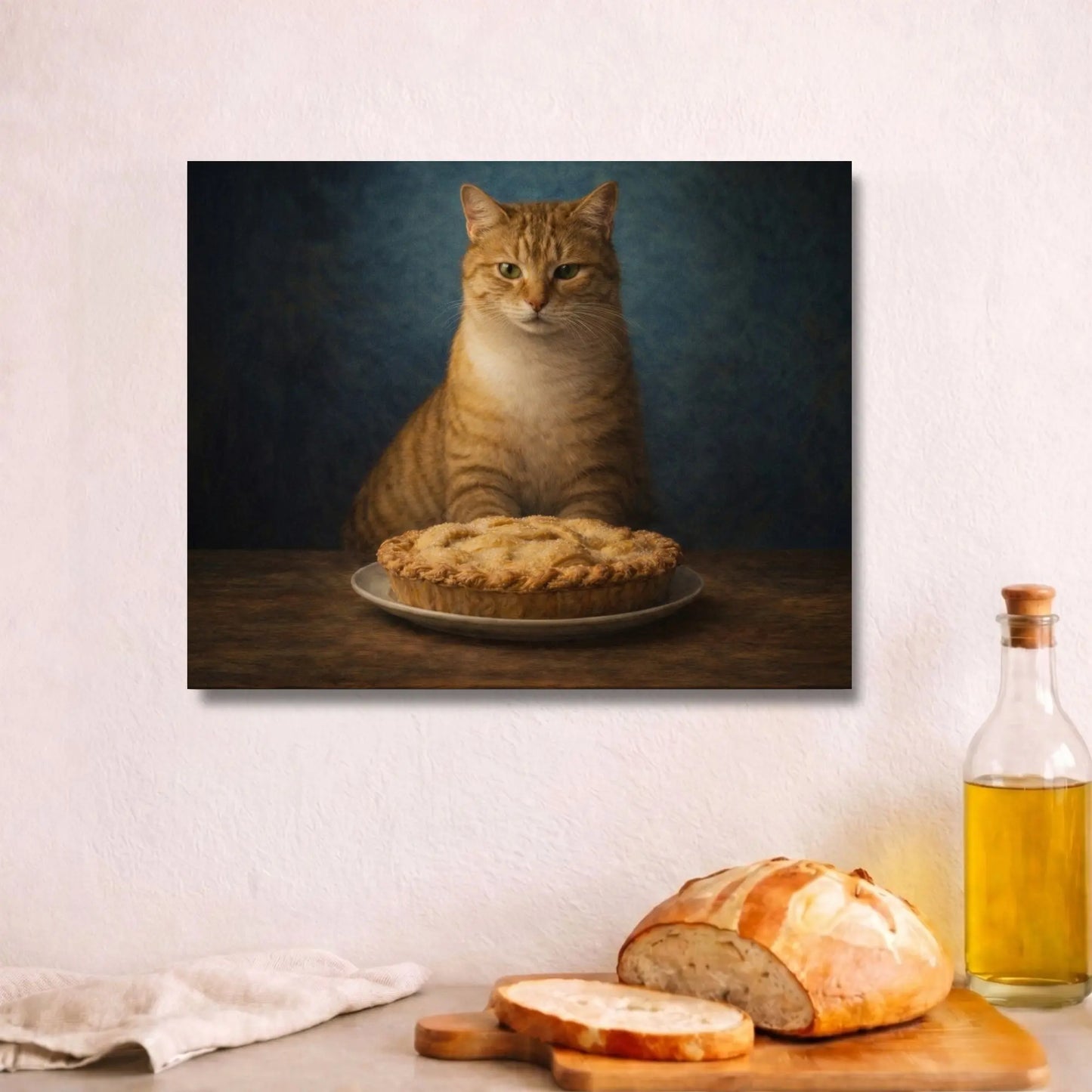 Pie-Loving Tabby | Kitchen Wall Art Canvas