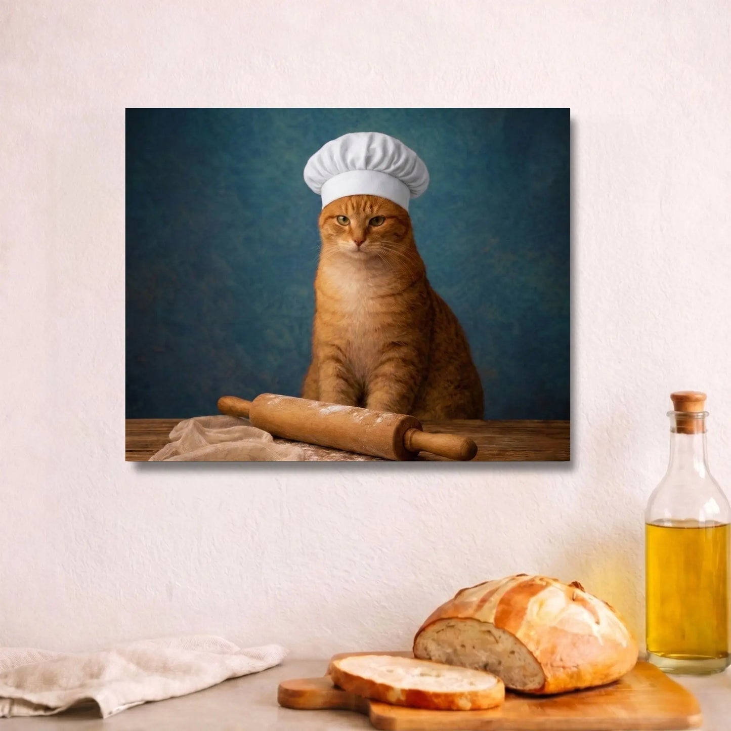 Ginger Cat Baker | Kitchen Wall Art Canvas